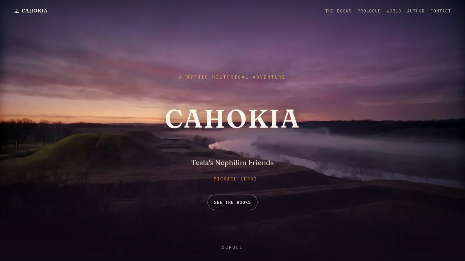Cahokia trilogy website with its illustrated opening scene
